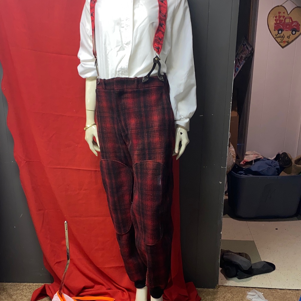 Woolrich Red Plaid Suspenders Pants